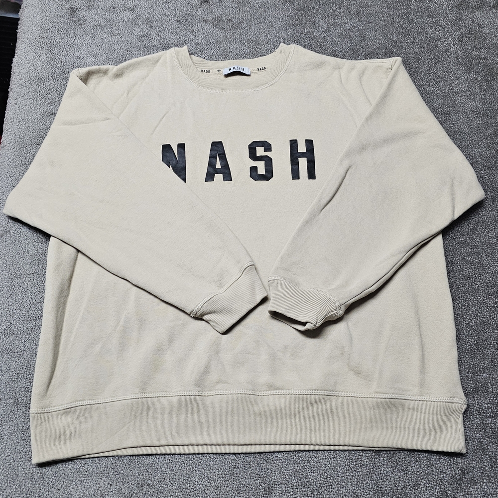 NASH Sweater Women Size S/M Nashville Crewneck Cream Sweatshirt Casual